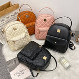 Small Women's Backpack Diamond Grids PU Leather Bag