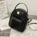 Small Women's Backpack Diamond Grids PU Leather Bag