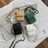 Small Shoulder Bag Rhombus Mini Crossbody Chain Phone Bag Woman Portable Square