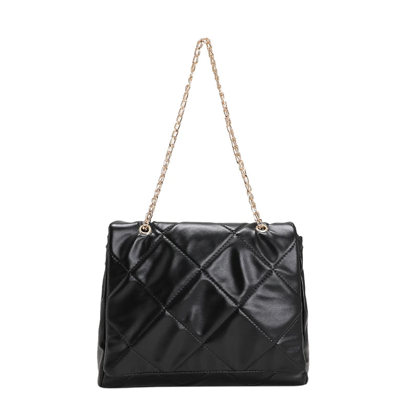 Small Quilted Chain Handbag Shoulder Bags Lightweight PU Leather Women's Purses