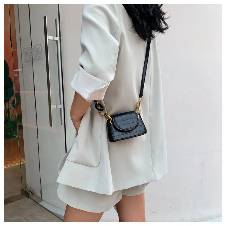 Crocodile Pattern Shoulder Bag Small Square Bag