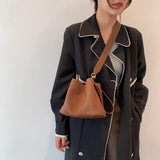Summer Fold Texture Messenger Bag Large Capacity Bucket Bag