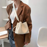 Summer Fold Texture Messenger Bag Large Capacity Bucket Bag