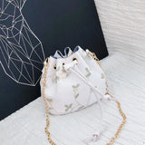 Embroidered Bucket Bag Chain Small Crossbody Bag
