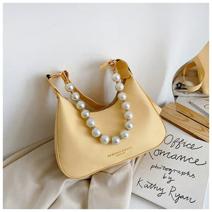 Summer Shoulder Bag Pearls Mini Tote Bags for Women Casual Handbags