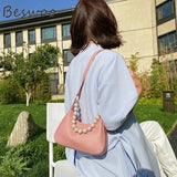 Summer Shoulder Bag Pearls Mini Tote Bags for Women Casual Handbags