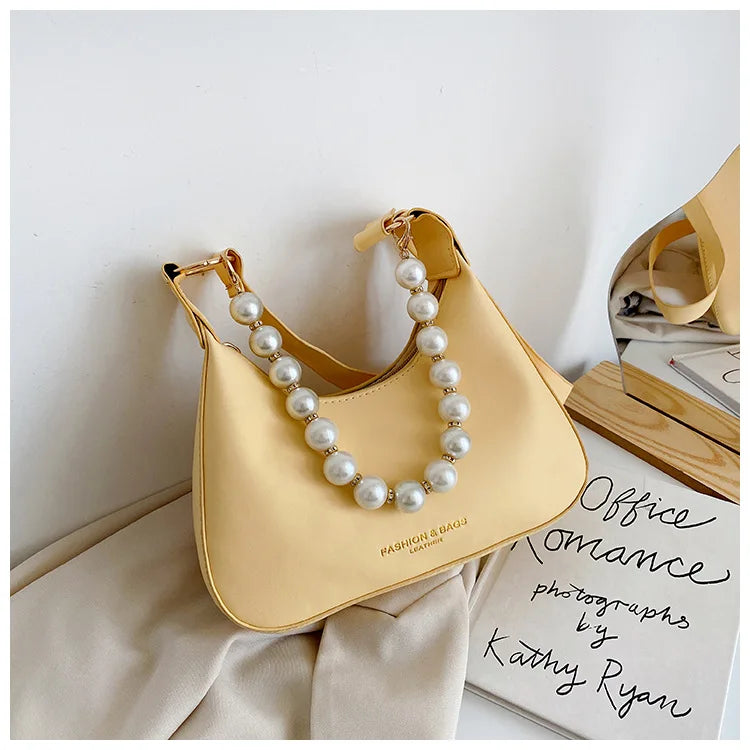Summer Shoulder Bag Pearls Mini Tote Bags for Women Casual Handbags
