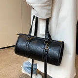 Barrel Shaped PU Leather Women Handbag Shoulder Crossbody Bag