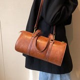 Barrel Shaped PU Leather Women Handbag Shoulder Crossbody Bag