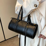 Barrel Shaped PU Leather Women Handbag Shoulder Crossbody Bag