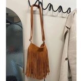 Bohemian Fringe Tassel Bag Vintage PU Leather Purse Women's Crossbody Messenger