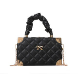Plaid Crossbody Bag Ruffled Top Handle Chain Shoulder Party Purse