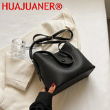 Vintage Leather Bucket Bag Women's Crossbody Purse