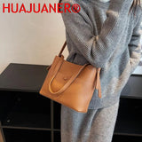 Vintage Leather Bucket Bag Women's Crossbody Purse