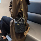 Small Camellia PU Leather OL Ladies Handbags Quilting Shoulder Bag
