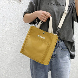 Canvas Messenger Bag Women Letter Print Shoulder Crossbody Student Tote Handbag