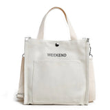 Canvas Messenger Bag Women Letter Print Shoulder Crossbody Student Tote Handbag