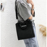 Canvas Messenger Bag Women Letter Print Shoulder Crossbody Student Tote Handbag