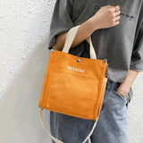 Canvas Messenger Bag Women Letter Print Shoulder Crossbody Student Tote Handbag