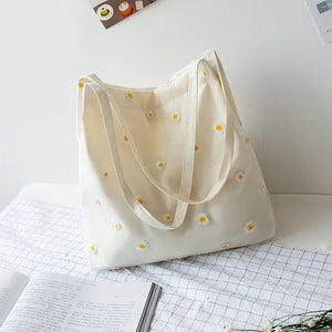 Small Canvas Tote Women?s Bag Girls Shopper Handbag Casual Embroidery