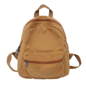 Small Vintage Canvas Backpack Unisex Men Women Teen Girls Mini Rucksack