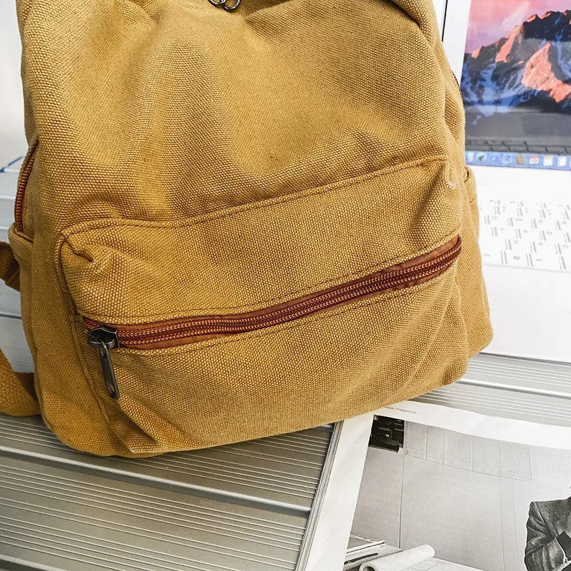 Small Vintage Canvas Backpack Unisex Men Women Bags Teenage Girls