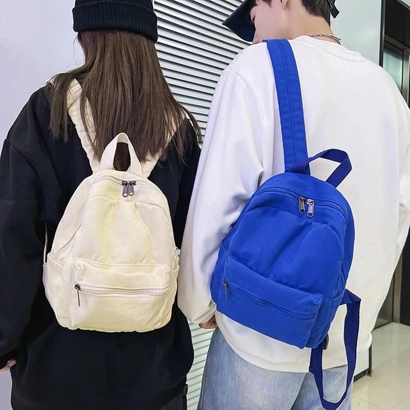 Small Canvas Vintage Backpack Unisex Women Men Bags For...