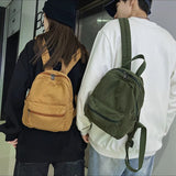 Vintage Canvas Backpack Unisex Men Women Teen Solid Mini Rucksack