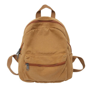 Small Vintage Canvas Backpack Unisex Women Men - Mini Rucksack