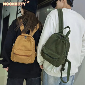 Canvas Vintage Backpack Unisex Men Women Bags Teen Girls Solid Mini Rucksack