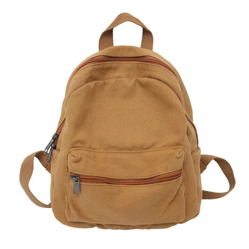 Canvas Vintage Backpack Unisex Men Women Bags Teen Girls Solid Mini Rucksack