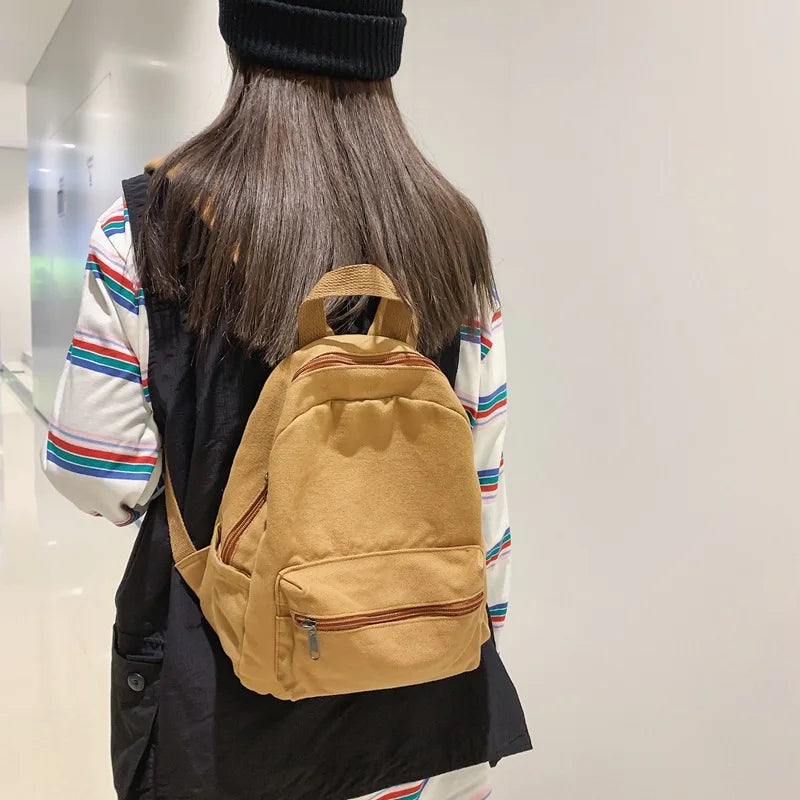 Small Vintage Canvas Backpack Unisex Women Men Bags For Teenage Girls