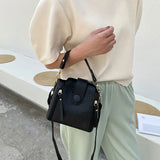 Small Capacity Bucket Bag Soft Leather Crossbody Shoulder Bag Versatile Purse