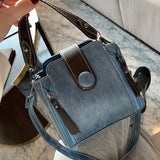 Retro Bucket Bag Wide Strap Shoulder Bag
