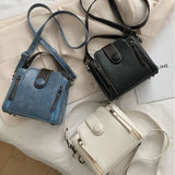 Retro Bucket Bag Wide Strap Shoulder Bag
