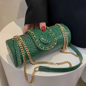Barrel Shaped PU Leather Women's Shoulder Bag