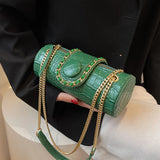 Barrel Shaped PU Leather Women's Shoulder Bag
