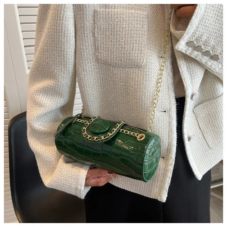 Barrel Shaped PU Leather Women's Crossbody Bag