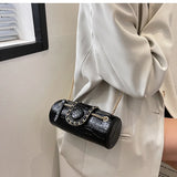 Barrel Shaped PU Leather Crossbody Bag for Women