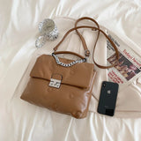 Small Chain Shoulder Bag PU Leather Crossbody Totes Handbag