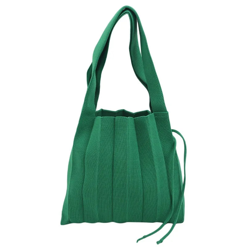 Small Women Summer Handbag Knitting Pleated Shoulder Bags Style