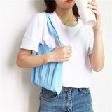 Small Women Summer Handbag Knitting Pleated Shoulder Bags Style