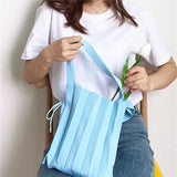 Small Women Summer Handbag Knitting Pleated Shoulder Bags Style