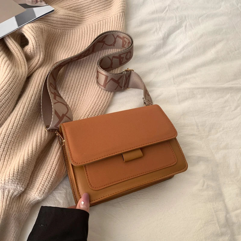 Classic Female Shoulder Bag Wide Straps Flap Crossbody Handbag Sac A Main Femme