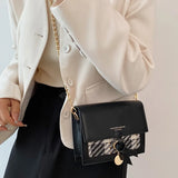 Small Contrast Leather Crossbody Bag Women Shoulder Messenger Ladies Handbag