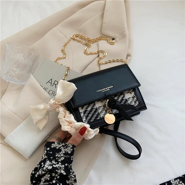 Small Contrast Leather Crossbody Bag Women Shoulder Messenger Ladies Handbag