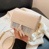 Small Contrast Leather Crossbody Bag Women Shoulder Messenger Ladies Handbag