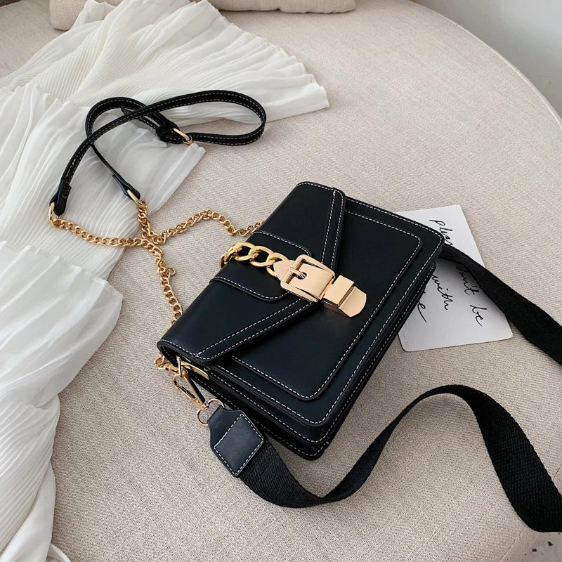 Small PU Leather Crossbody Belt Bag for Women Chain Shoulder Handbag