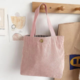 Corduroy Lunch Bag for Women Eco Canvas Portable Tote Bags Mini