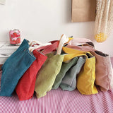 Corduroy Lunch Bag for Women Eco Canvas Portable Tote Bags Mini